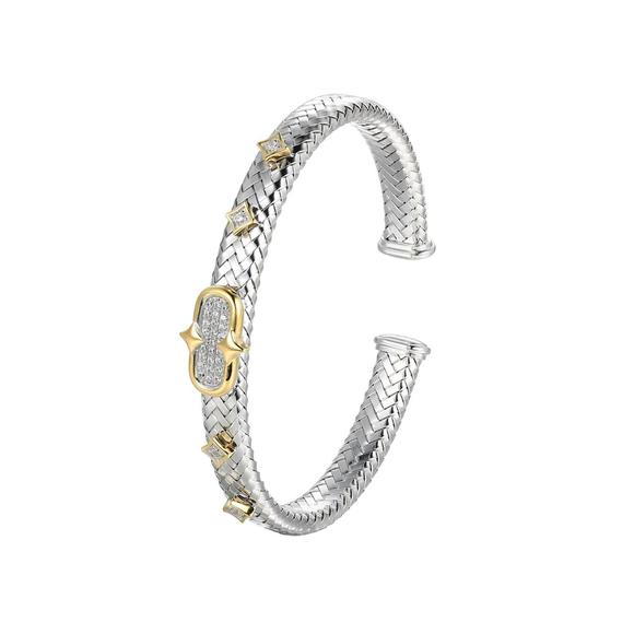 NEW CHARLES GARNIER women's mesh cuff bracelet in silver - Picture 1 of 3